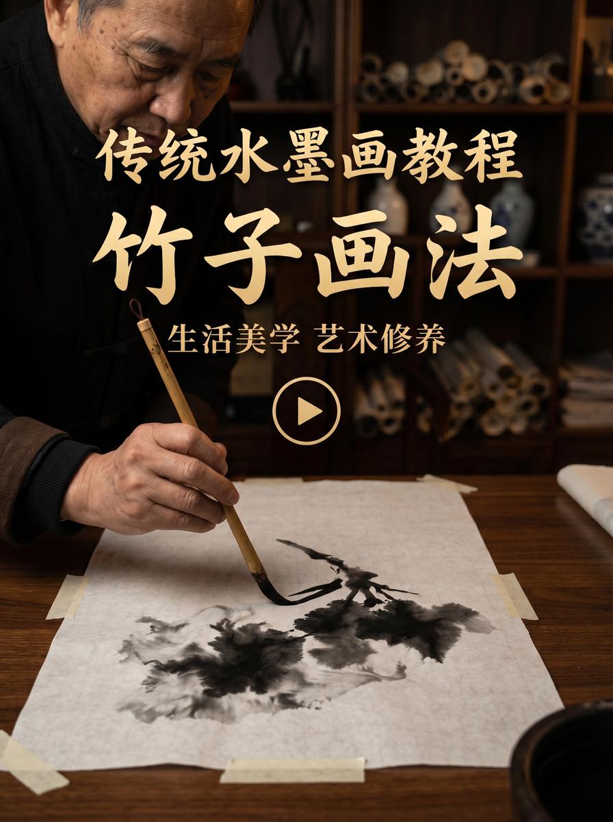 17C 水墨画视频教程：竹子画法入门与笔墨技法 - exwkdre.cn
